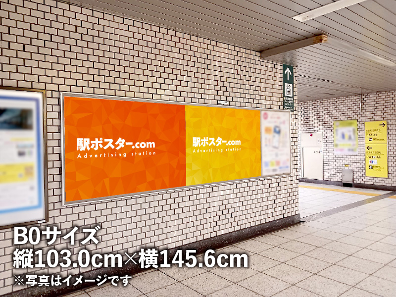 都営地下鉄のB0ポスター広告のイメージ写真です。駅構内の掲示板に広告ポスターを掲示しています。